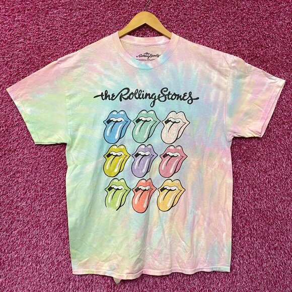 The Rolling Stones Hot Lips Pop Art Rock Pastel Tie Dye XL - Picture 1 of 5
